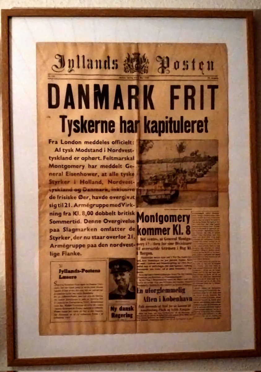 Personen der købte denne avis d. 5. maj 1945, havde nok næppe tænkt, at den i dag, 80 år senere, ville være endt i glas og ramme på væggen i en 16-årig drengs værelse🇩🇰❤️