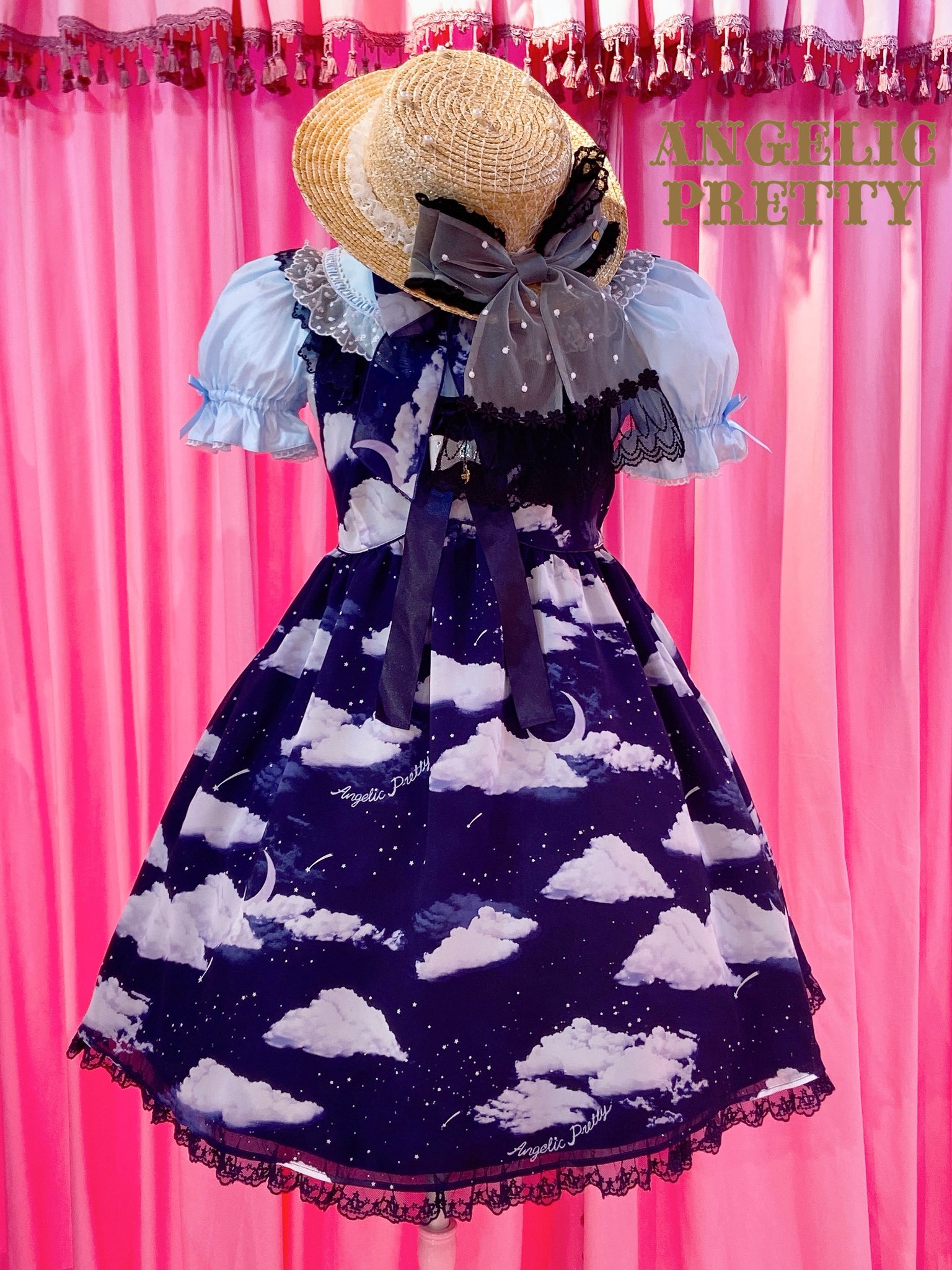 Angelic Pretty misty sky ジャンスカとクリップ ネイビー