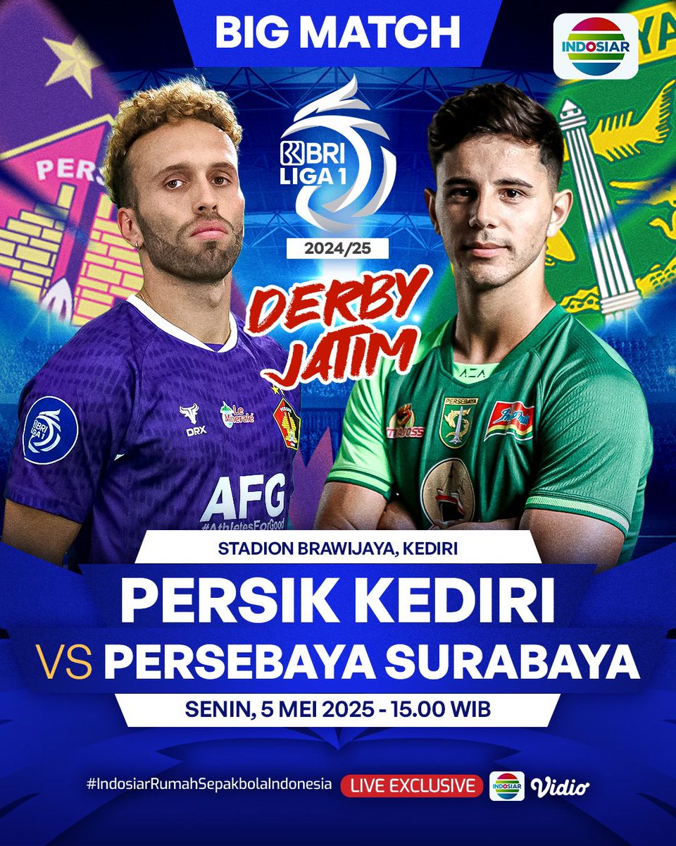 Macan Putih harus menang untuk mengakhiri hasil yang kurang baik. Bajul Ijo juga harus menang demi mewujudkan asa ke posisi teratas. Siapa pemenangnya?

Persik Kediri vs Persebaya Surabaya, sore ini pukul 15.00 WIB. Live di Indosiar dan Vidio.

#BRILiga1 #IndosiarSports