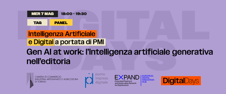CamComTorino's tweet image. ⚡Vuoi scoprire come l’#AI generativa può trasformare l’#editoria, tra casi d’uso e prompt engineering?
📌Partecipa a "Gen AI at work: l’Intelligenza artificiale generativa nell’editoria" 
📅Talent Garden - 7 maggio 2025
#camcomtorino @PID_CamCom #Expand
👇to.camcom.it/gen-ai-work-in…