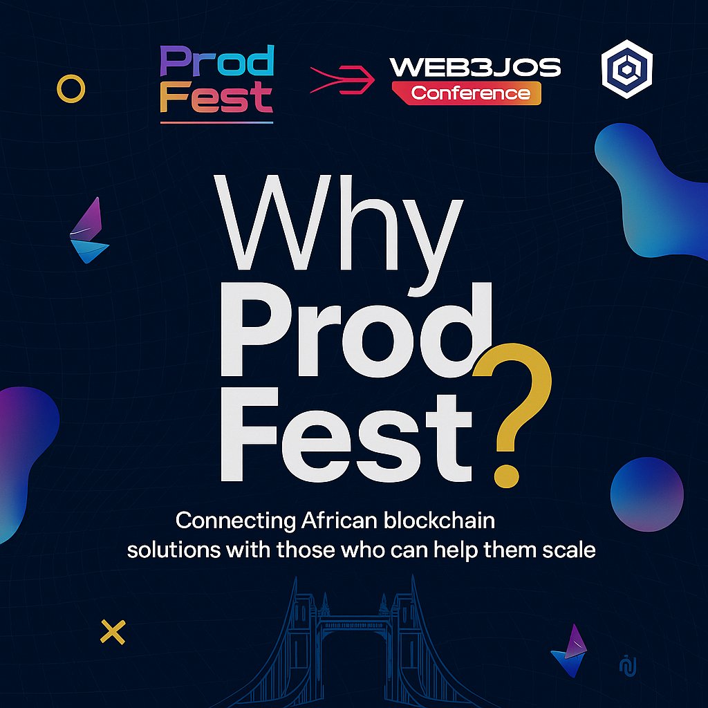 prodfest's tweet image. &quot;Connecting African blockchain solutions with those who can help them scale&quot; - that&apos;s the #ProdFest2025 mission. 

If you&apos;re building, investing, or supporting Web3 in Africa, this is your community. 

Tag a builder and let them know about this event

#Web3Jos #AfricanBlockchain