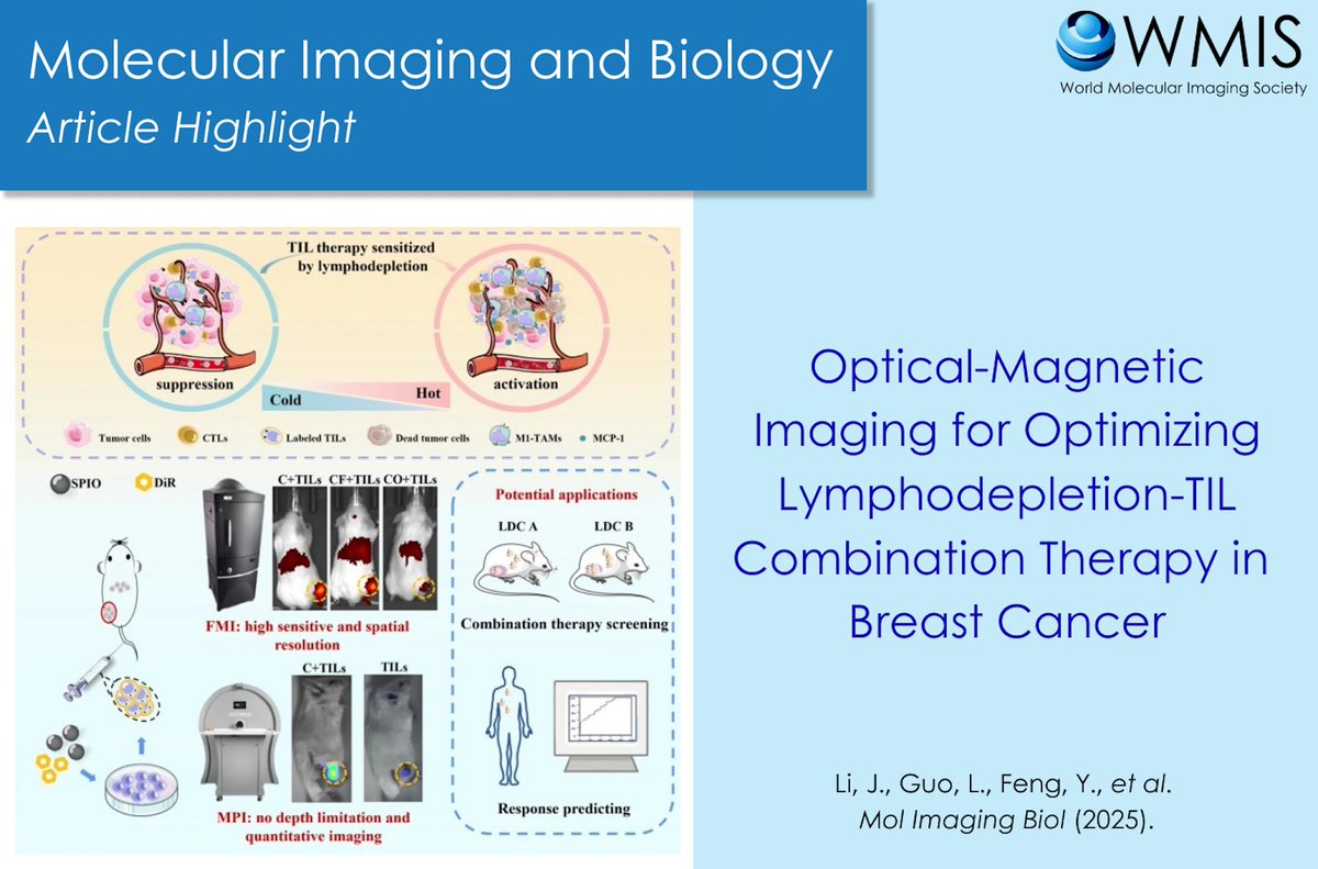 WMIS WMIC (@wmiswmic) on Twitter photo #MIBArticleHighlight: Optical-magnetic dual-modality imaging has been harnessed by Li, et al. for the in vivo tracking of tumor-infiltrating lymphocytes.
Check out the full article! link.springer.com/article/10.100…
#MolecularImagingAndBiology #MIB #WMIS #MIBArticleHighlight: Optical-magnetic dual-modality imaging has been harnessed by Li, et al. for the in vivo tracking of tumor-infiltrating lymphocytes.
Check out the full article! link.springer.com/article/10.100…
#MolecularImagingAndBiology #MIB #WMIS