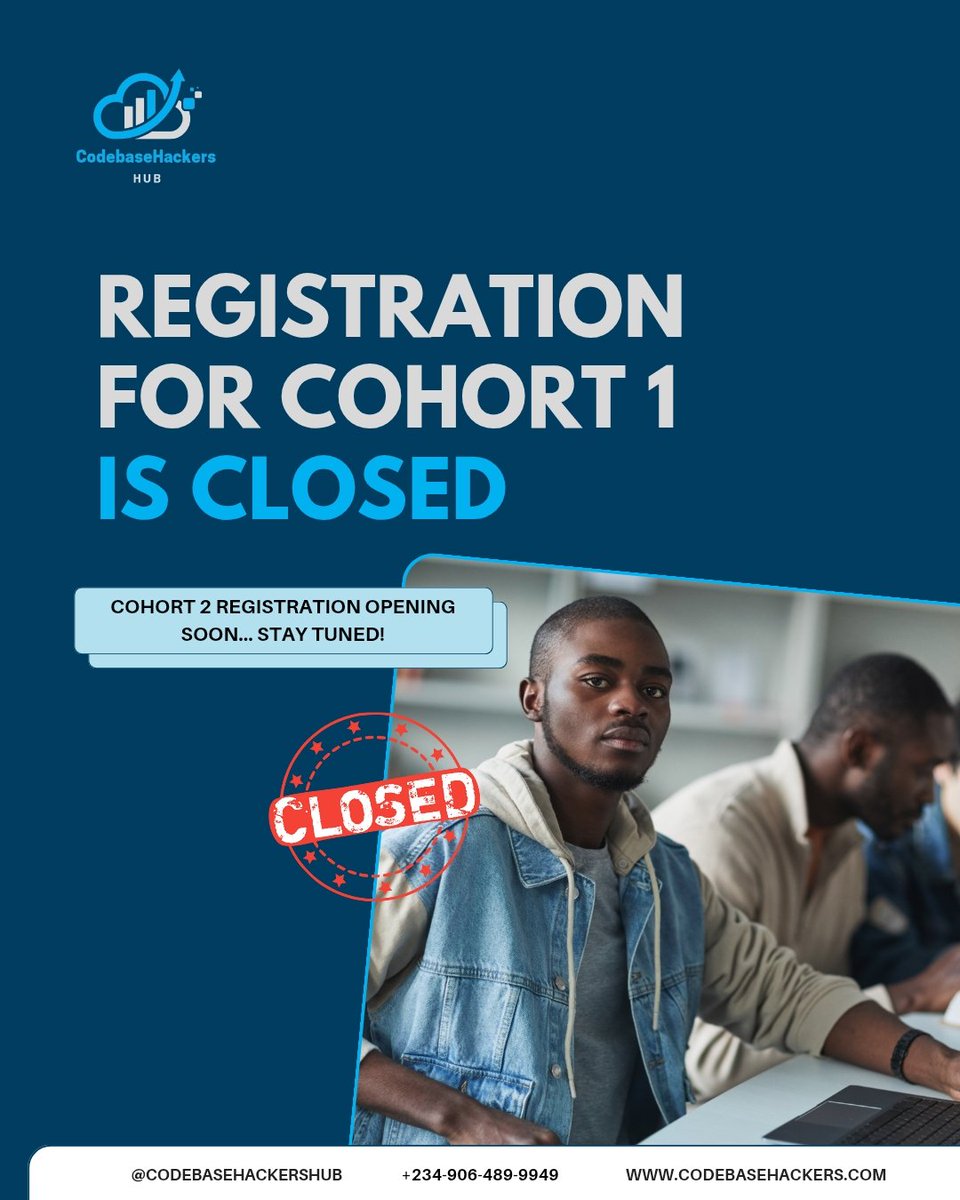 Codebasehackers's tweet image. Missed Cohort 1? Don&apos;t worry! 
Registration is now closed, but keep an eye out for the announcement of Cohort 2. 
You don&apos;t want to miss the next opportunity!
Make sure you&apos;re following @codebasehackershub
#CodebaseHackersHub #besttechacademyinlagos #MiamiGP #ENHYPEN #srchafreen