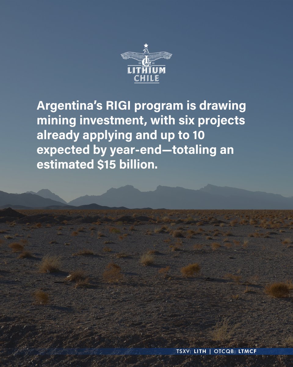 Lithium Chile Inc. (@chilelithium) on Twitter photo With regulatory stability and tax incentives, Argentina's RIGI program creates a favorable environment for lithium exploration and the potential production at $LITH's Arizaro Project. 🇦🇷 ⛏️
Read: asmbly.link/FSvfCRm
🇨🇦 $LITH.V 🇺🇸 $LTMCF
#TSX #TSXV #OTCQB With regulatory stability and tax incentives, Argentina's RIGI program creates a favorable environment for lithium exploration and the potential production at $LITH's Arizaro Project. 🇦🇷 ⛏️
Read: asmbly.link/FSvfCRm
🇨🇦 $LITH.V 🇺🇸 $LTMCF
#TSX #TSXV #OTCQB