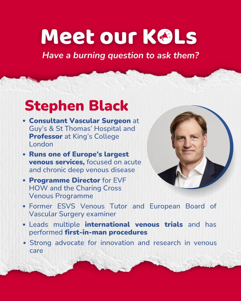 ESVS (@esvsmembership) on Twitter photo Tough venous cases? Ask the experts!
🩺 KOL Forum 7: Venous | 19th of June | 18:00–19:30 CEST
Get insights from top KOLs <a href="/UkVenous/">Stephen Black</a> & Marie Josee van Rijn – exclusive to ESVS members.
🎓 Submit a case for a chance to win a FREE Academy workshop ticket at the 2025 Annual Tough venous cases? Ask the experts!
🩺 KOL Forum 7: Venous | 19th of June | 18:00–19:30 CEST
Get insights from top KOLs <a href="/UkVenous/">Stephen Black</a> & Marie Josee van Rijn – exclusive to ESVS members.
🎓 Submit a case for a chance to win a FREE Academy workshop ticket at the 2025 Annual