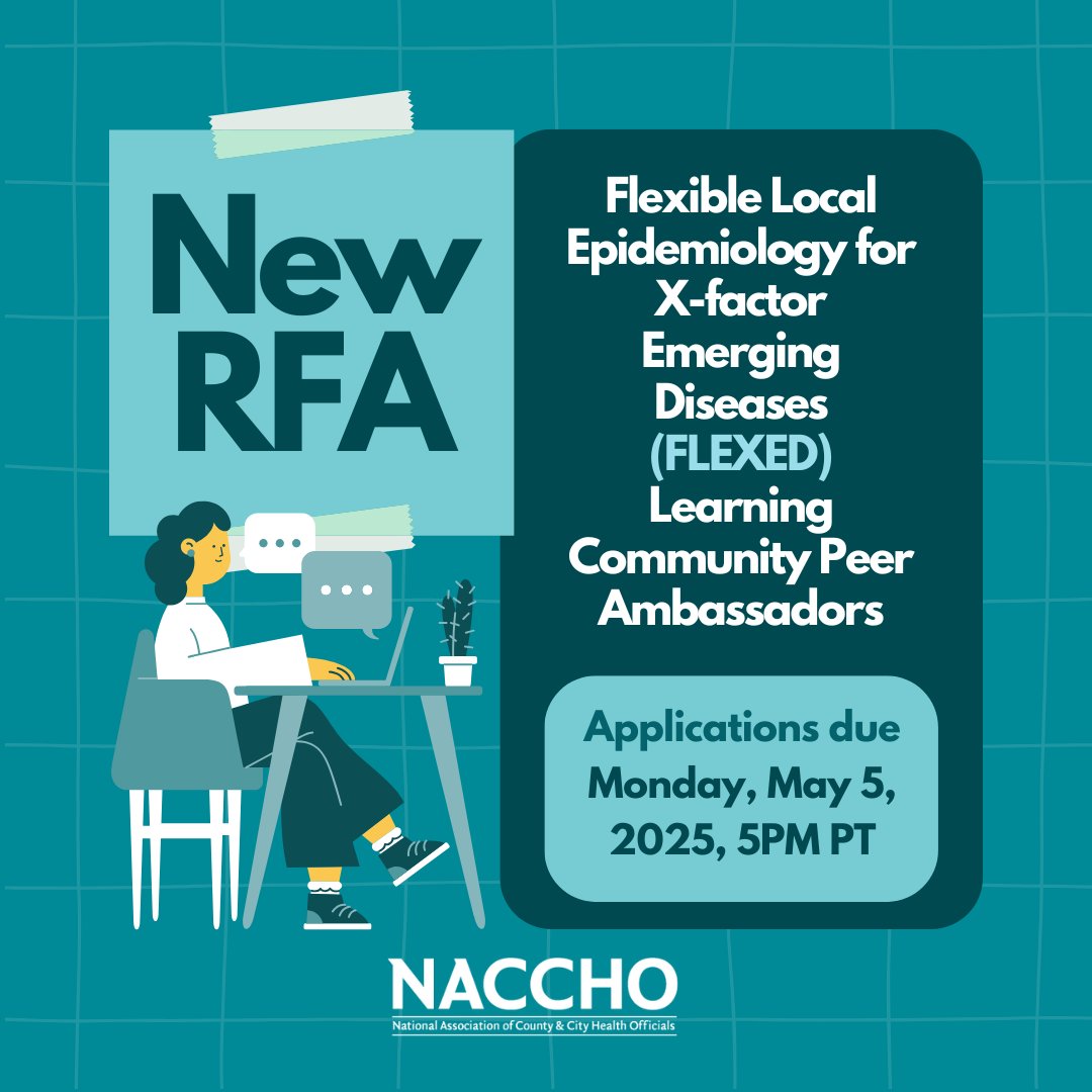 🚨 Last call for applications: Apply now to be a FLEXED Peer Ambassador! Strengthen infectious disease epi skills &amp; lead in a national learning community. Deadline: 5/5 🗓️ Learn more: naccho.org/blog/articles/…  #PublicHealth #Epi #Leadership #FLEXED