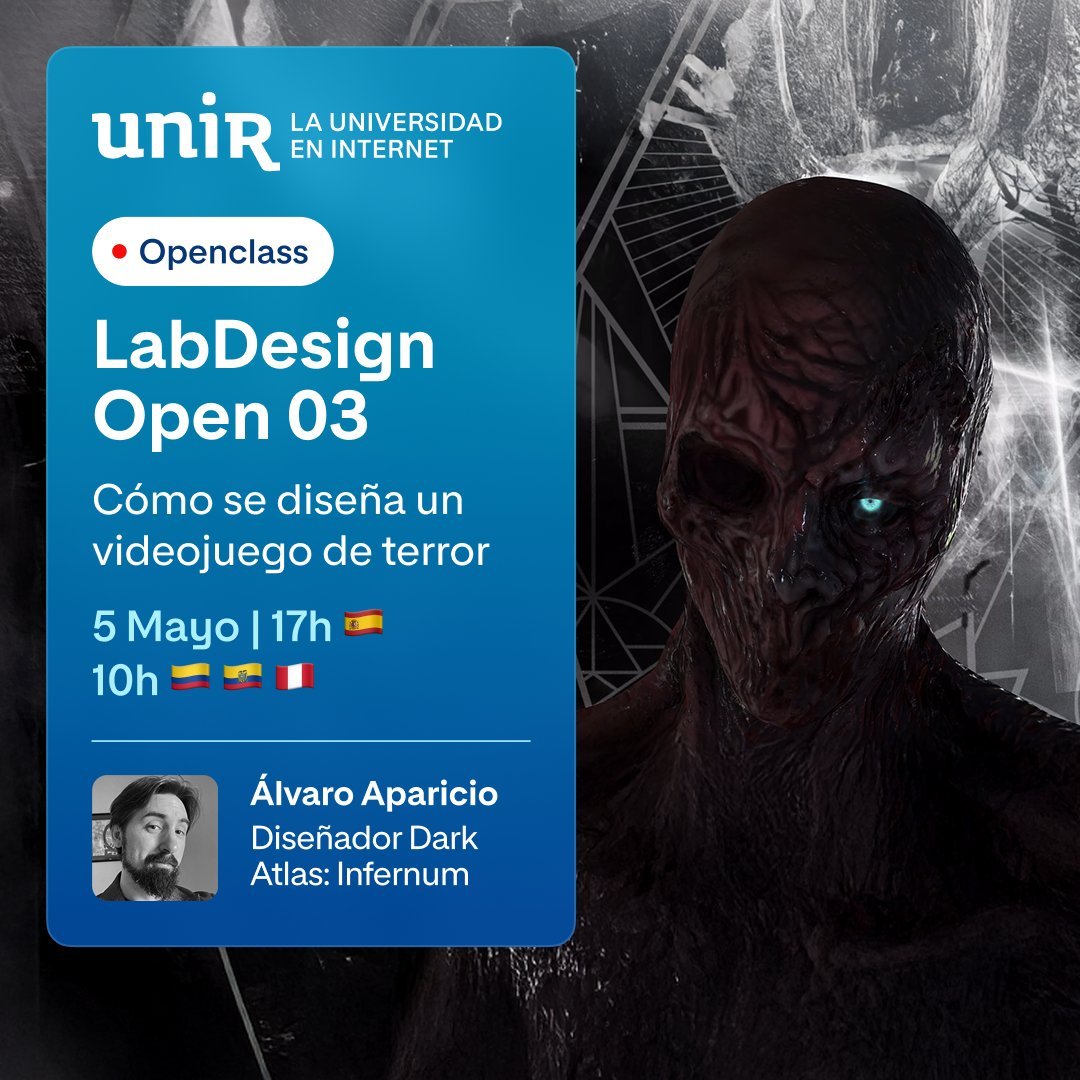 Javucho Imai Kiru (@javucho_3) on Twitter photo ¡Hoy se habla de terror y videojuegos en <a href="/UNIRuniversidad/">Universidad Internacional de La Rioja (UNIR)</a>! 😱
¡Charlita magistral (y en abierto) del gran <a href="/Vuelodelcometa/">Vuelo del Cometa</a> hablando un poquito de <a href="/NightCouncilDev/">DARK ATLAS: INFERNUM 👁 Wishlist now!</a>, para todo el que guste! Y <a href="/Nuevebits/">Adrián Suárez</a> moderando 🤘
Es a las 17:00, estais a tiempo:
unir.net/evento/opencla… ¡Hoy se habla de terror y videojuegos en <a href="/UNIRuniversidad/">Universidad Internacional de La Rioja (UNIR)</a>! 😱
¡Charlita magistral (y en abierto) del gran <a href="/Vuelodelcometa/">Vuelo del Cometa</a> hablando un poquito de <a href="/NightCouncilDev/">DARK ATLAS: INFERNUM 👁 Wishlist now!</a>, para todo el que guste! Y <a href="/Nuevebits/">Adrián Suárez</a> moderando 🤘
Es a las 17:00, estais a tiempo:
unir.net/evento/opencla…