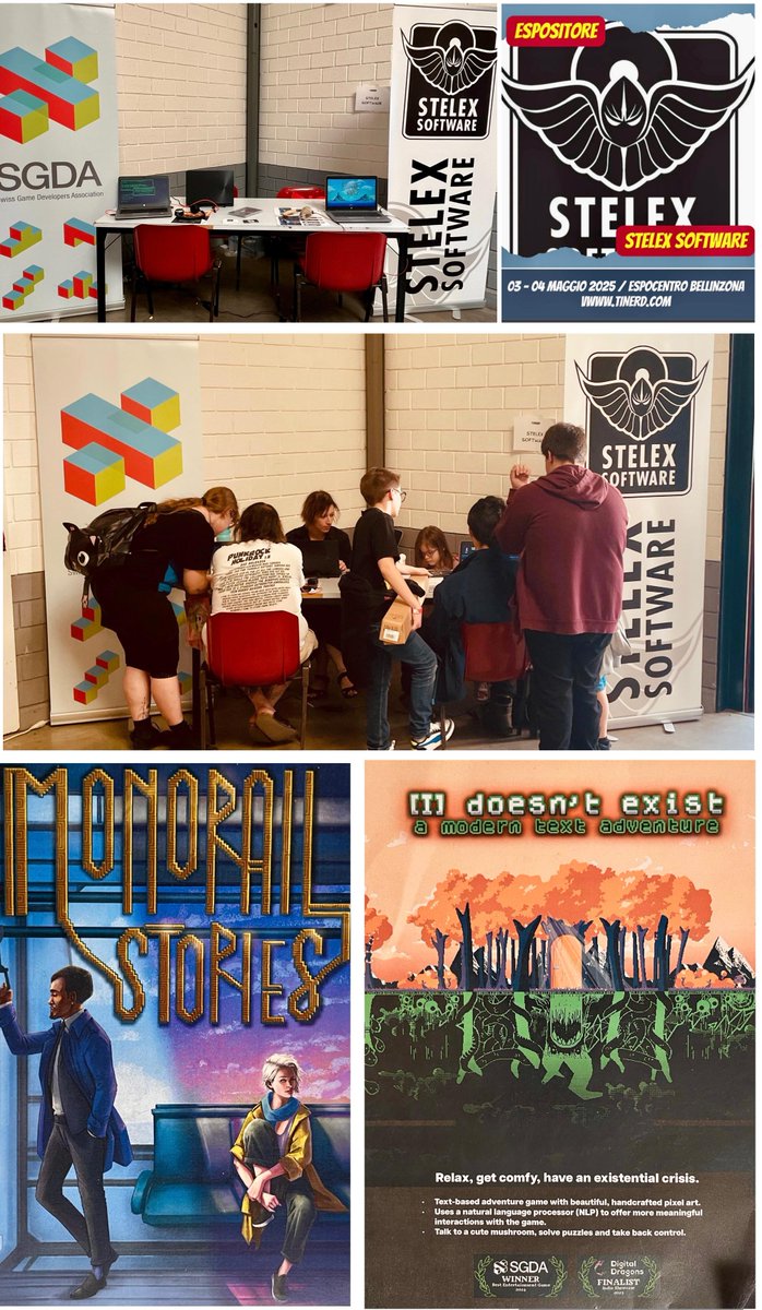 A huge thank you to everyone who visited us at #TInerd in #Bellinzona and enjoyed our #MonorailStories, as well as the beautiful #IDoesntExist by <a href="/lual_games/">LUAL Games</a>, one of the winners of the latest <a href="/SGDAch/">Swiss Game Developers Association | SGDA</a> Games Awards! See you next year! 🚀🎮