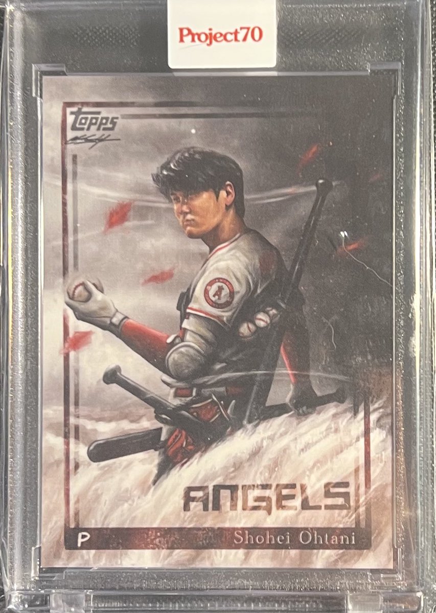 kuu00089225's tweet image. こちらもガンダム大谷君と並んでアニメチックなカードです。
バットを3本持ってボールをボディバックかな？にいれていてちょっと面白いです😺

Card Design 1991
by #ChuckStyles

#大谷翔平
#project70
#TOPPS