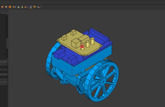 私が設計してる倒立振子のCAD。 こうしてアセンブリしてみると達成感あっていいね。 趣味だから全てトライアンドエラーで試せるの楽しい!