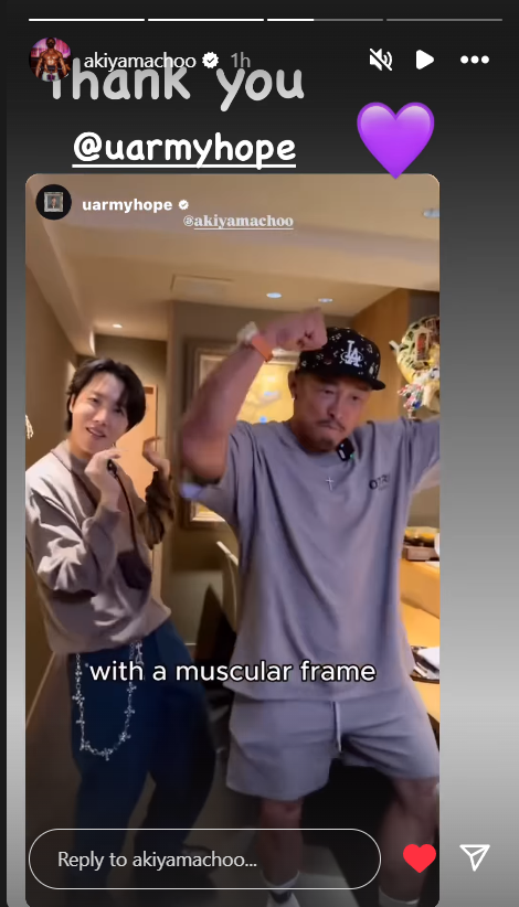 Seoul_ItalyBTS's tweet photo. IG 📷🎞️ L'atleta di arti marziali miste #ChuSungHun (akiyamachoo) ha condiviso la " #MONALISAChallenge " filmata con #jhope (@BTS_twt), anche via storia - 050525

Grazie @.uarmyhope 💜

https://t.co/q1cAjv6U3a https://t.co/mx7MS5qVJW