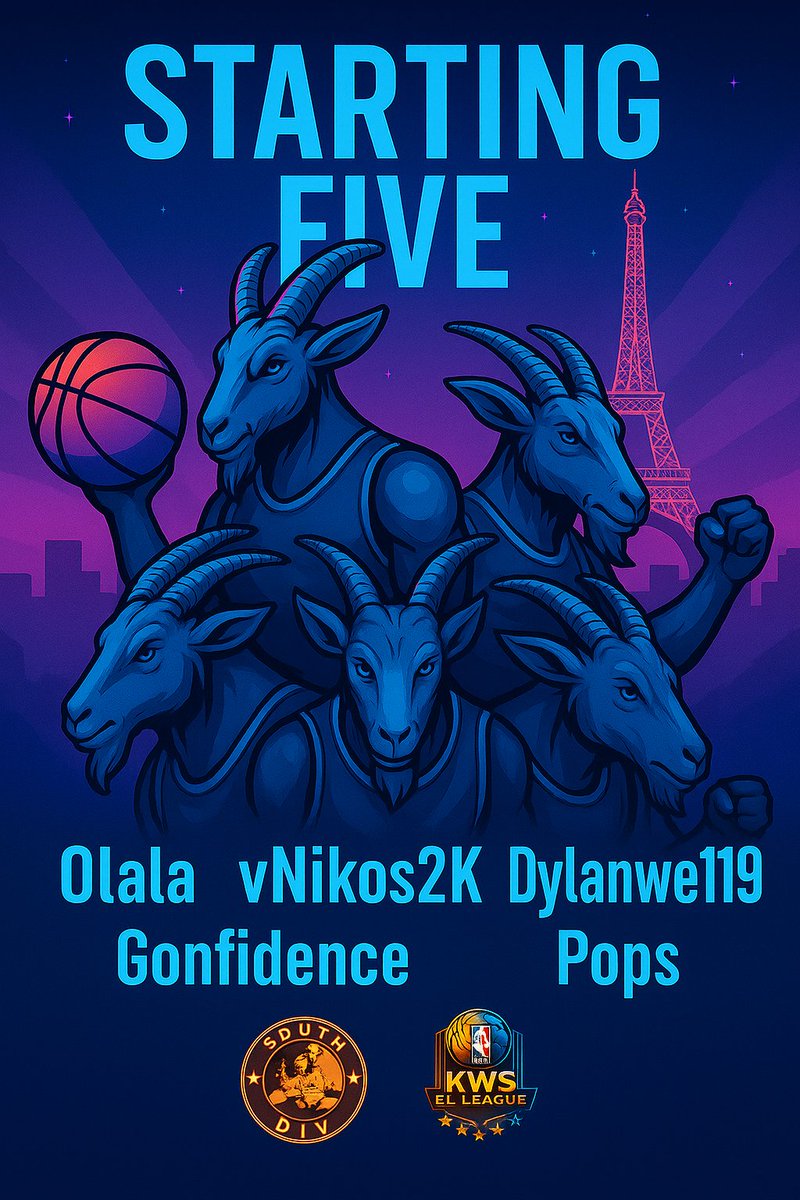 Paris Goats (@parisgoats) on Twitter photo Our starting lineup for the night
Pg : <a href="/BackOlala/">Olala Back</a>
Sg: <a href="/vNikos2k/">vNikos-</a>
Sf: dylanwe119
Pf: <a href="/gonfidence/">Gon🇱🇧</a>
C: <a href="/jacquininho/">MYSTIK COMME LES PYRAMIDES</a> Our starting lineup for the night
Pg : <a href="/BackOlala/">Olala Back</a>
Sg: <a href="/vNikos2k/">vNikos-</a>
Sf: dylanwe119
Pf: <a href="/gonfidence/">Gon🇱🇧</a>
C: <a href="/jacquininho/">MYSTIK COMME LES PYRAMIDES</a>