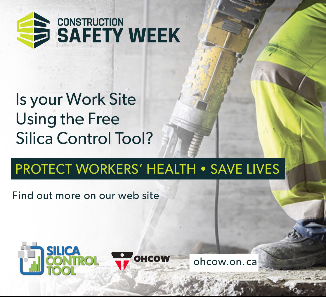 May 5- 9 is Construction Safety Week! At any work site where there is sand, rock, gravel, concrete, brick, stone, mortar, granite or glass, workers are being exposed to crystalline silica. Protect them by using the SILICA CONTROL TOOL. It is free and easy to use.    ...