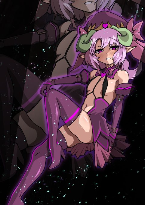 pixivリクエスト:らくがきプラン  その533
内容「こちらのよその子に真理奈魔法少女デザインコスCピンクカラー堕ち版で妖艶な表情ポーズで小さい子なので浮かして描いていただきたいです」 