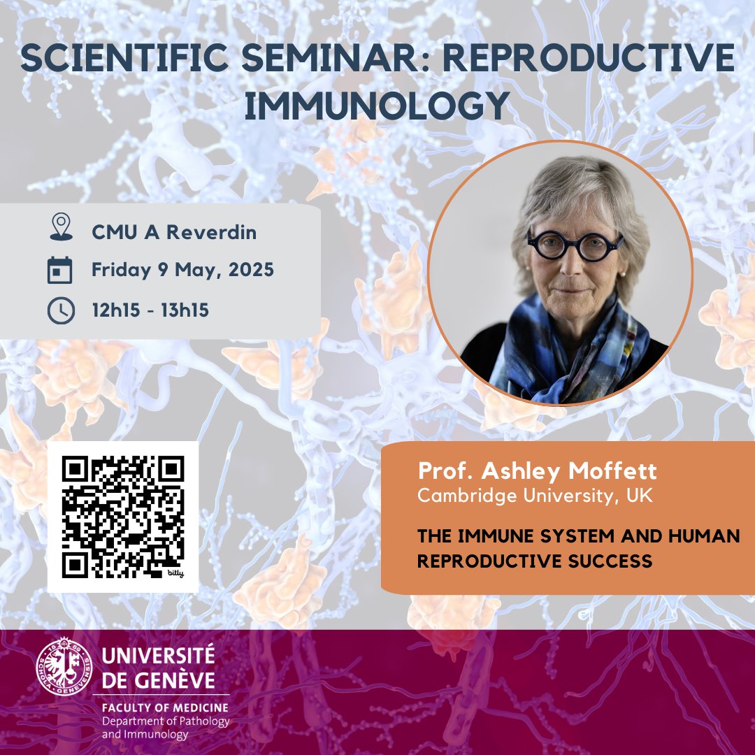Geneva Centre for Inflammation Research (@gcir_unige) on Twitter photo How does the immune system influence pregnancy?🤰🧬 Don’t miss Pr Ashley Moffett <a href="/MoffettAm485/">Ashley Moffett</a> <a href="/Cambridge_Uni/">Cambridge University</a>, on May 9 at UNIGE!
"The Immune System and Human Reproductive Success"
📍CMU 12:15 | bit.ly/43QcLoy
#Immunology #ReproductiveHealth #WomensHealth #Preeclampsia How does the immune system influence pregnancy?🤰🧬 Don’t miss Pr Ashley Moffett <a href="/MoffettAm485/">Ashley Moffett</a> <a href="/Cambridge_Uni/">Cambridge University</a>, on May 9 at UNIGE!
"The Immune System and Human Reproductive Success"
📍CMU 12:15 | bit.ly/43QcLoy
#Immunology #ReproductiveHealth #WomensHealth #Preeclampsia