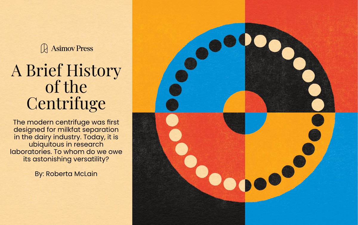 AsimovPress's tweet image. MAKING THE CENTRIFUGE

Two German brothers made a centrifuge in the late 1800s to separate butterfat. 

Over the next 70 years, their simple idea evolved into a tool powerful enough to separate DNA, viruses, and even uranium isotopes.

This is that story. 🔻