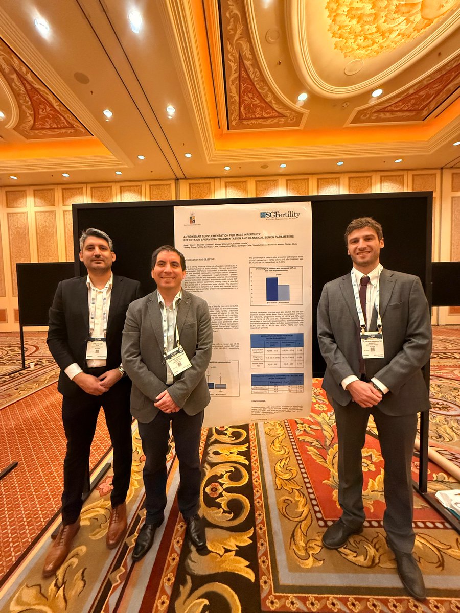 #AUA2025: chilenos presentaron trabajo que evidenció que suplementación con antioxidantes reduce significativamente los niveles de fragmentación del DNA espermático en pacientes con valores patológicos o normales de fragmentación previo al tratamiento