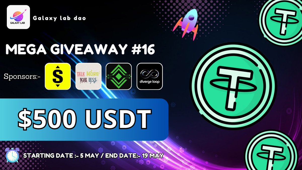 Galaxylabss's tweet image. 🥳 Galaxy Lab DAO - Massive Giveaway #16

🏆 Prize Pool: $500 USDT

✅ How to Participate:-
rewards.taskon.xyz/quest/705301894

🤝 Special Thanks to Our Sponsors:
@Supertrade_com, @FragMintsOrg, @NodeGoAI &amp;amp; @DivergeLoop

Join now for your chance to win and be part of the Galaxy Lab DAO…