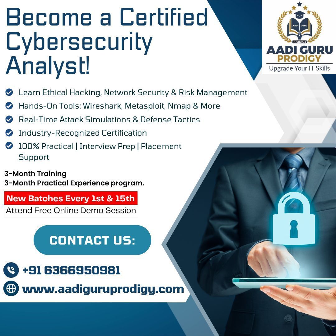 aadiguruprodigy's tweet image. Become a Certified Cybersecurity Analyst!
Learn ethical hacking, simulate attacks & gain real-time skills.
🛡️ 3-Month Training + Practical
📅 New Batches: 1st & 15th
Register Now: aadiguruprodigy.com
#cybersecuritycourses #ethicalhacking #cyberanalyst #infosectraining