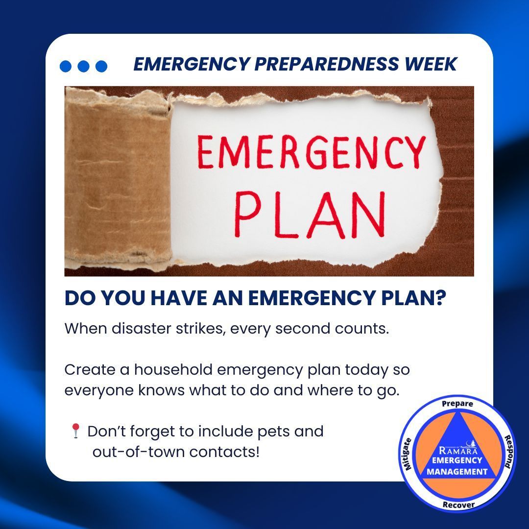 📢 Emergency Preparedness Week Day 2 – Make a Plan 📢 

📝 Do you have an emergency plan?
When disaster strikes, every second counts. Create a household emergency plan today so everyone knows what to do and where to go.

📍 Don’t forget to include pets and out-of-town contacts!
