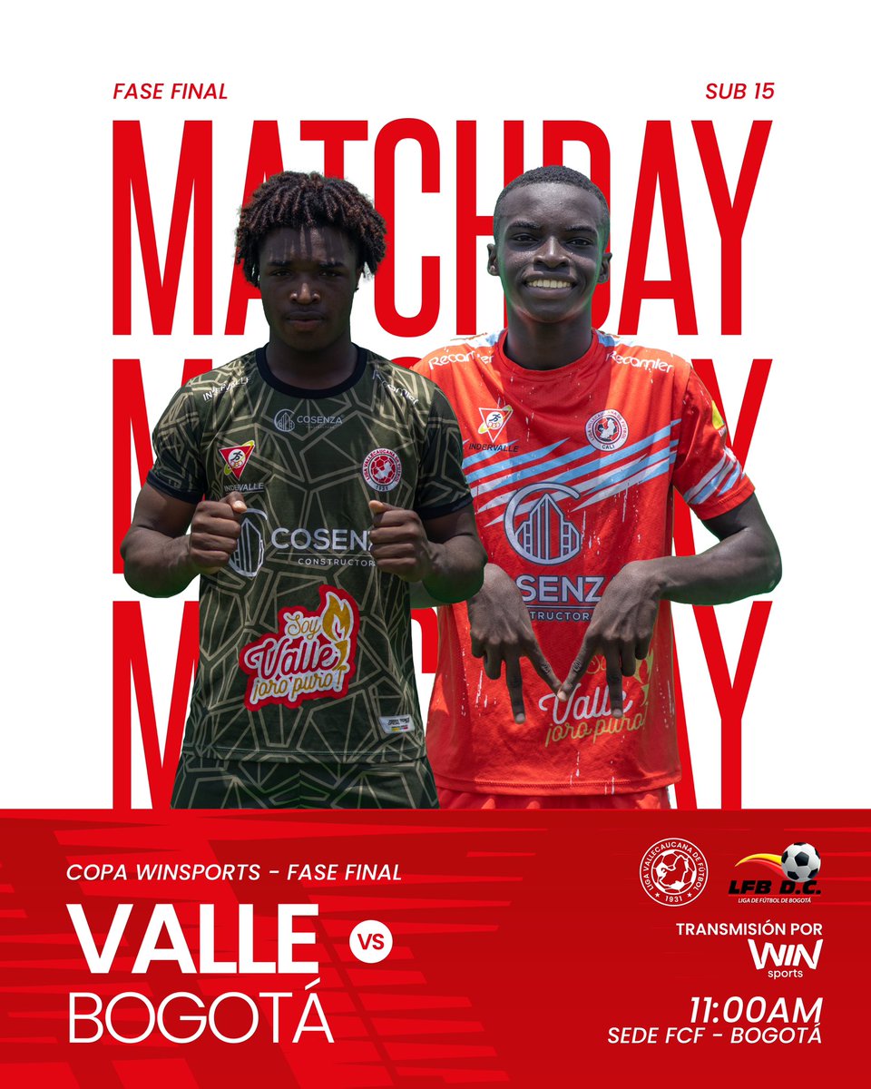 Hoy jugamos 🙌
Nuestra sub15 🆚 Bogotá 
📺 véalo Win Sports +
Difutbol Col ✅
