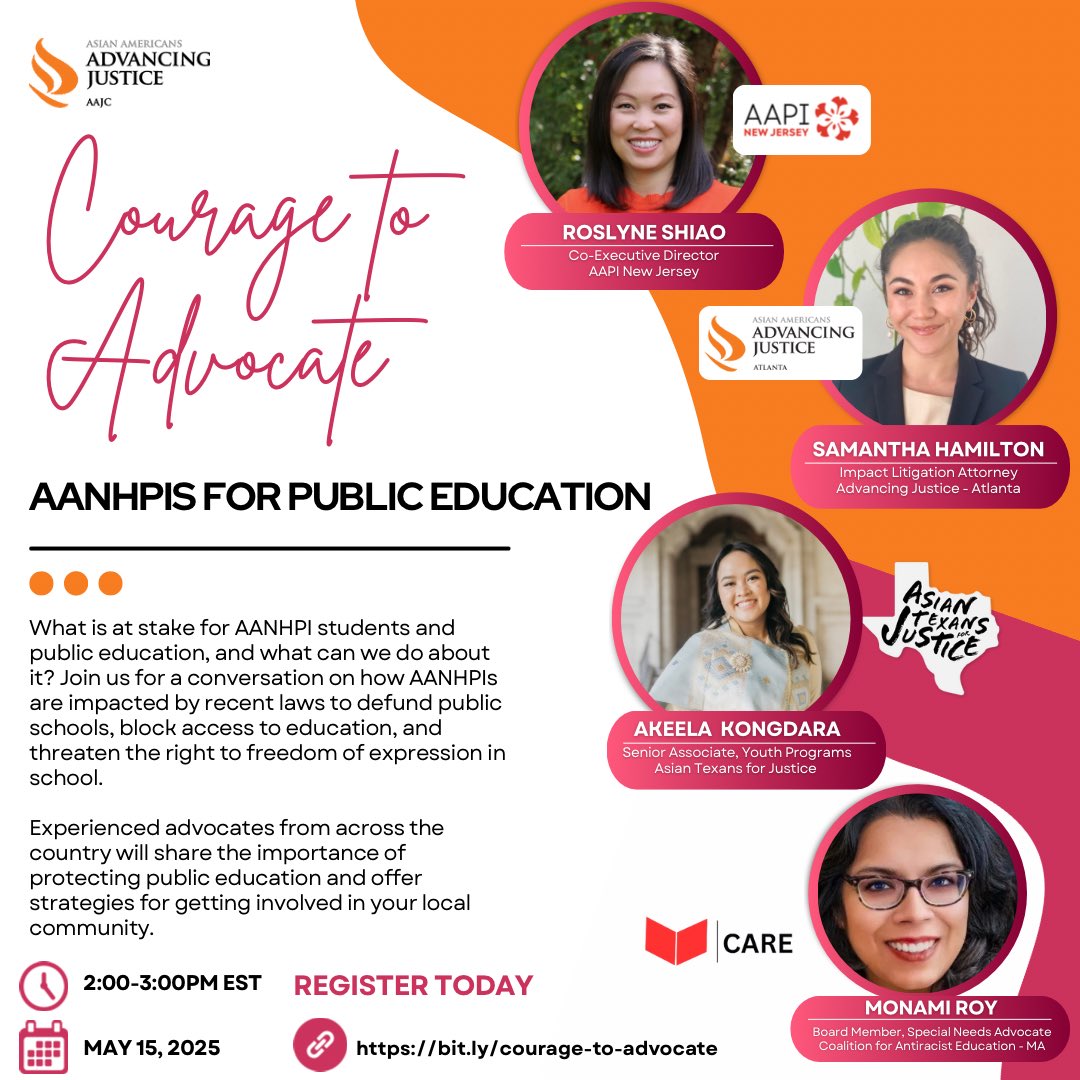 Register today: bit.ly/courage-to-adv…

May 15, 2025 | 🕑 2:00–3:30 PM ET