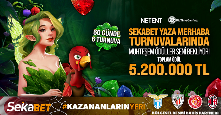 ☀️ SEKABET YAZA MERHABA TURNUVALARINDA BU YAZ DA SICACIK KAZANÇLARIN KAPISI SENİN İÇİN AÇILACAK!

💎 TOPLAM ÖDÜL 💎
💰 5.200.000 TL 

⭐️  5 Mayıs ile 3 Temmuz arasında, her biri 10 gün sürecek 6 farklı görev yarışıyla muhteşem kazançların sahibi olmak için hemen katıl