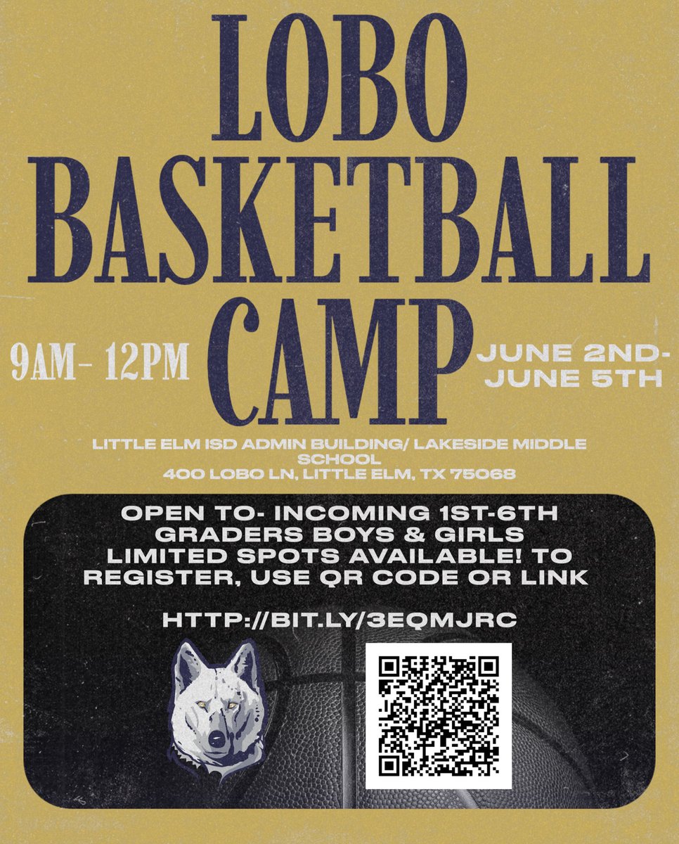 Summer is coming quick! Make sure you get your incoming 1st-6th graders signed up for our Basketball Camp! Can’t wait to see yall🐺🏀