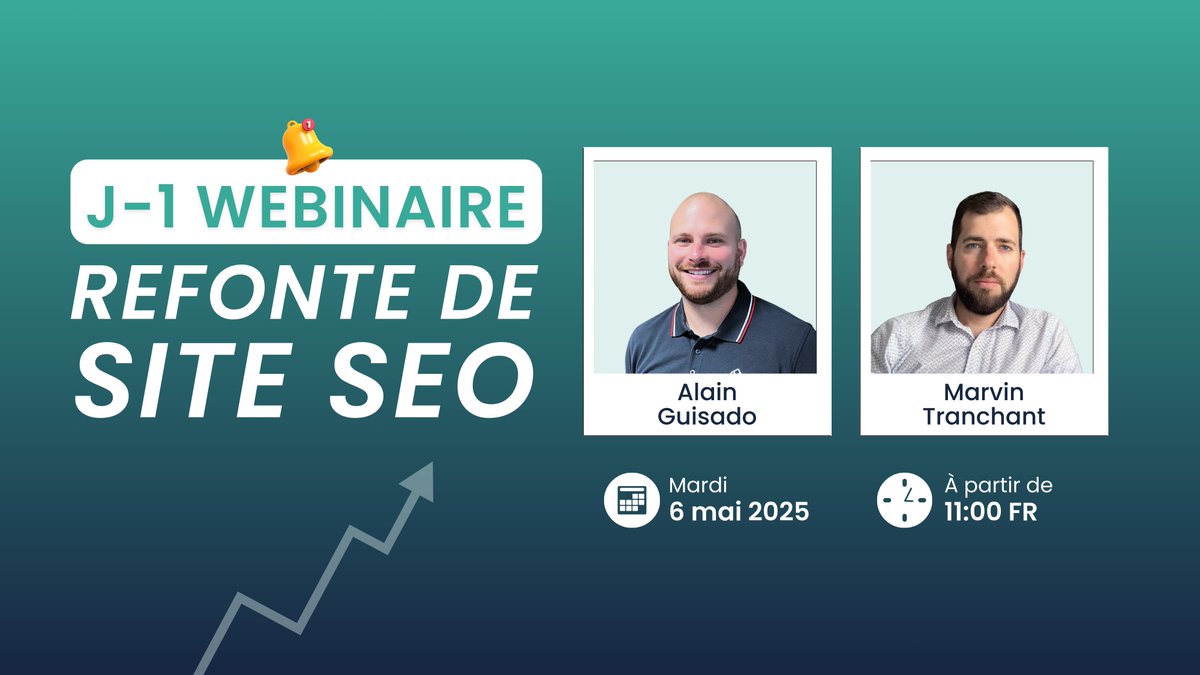 Dernière chance ⏳

Demain à 11h : webinaire spécial refonte SEO avec <a href="/MarvinTranchant/">Marvin Tranchant</a>  et <a href="/alain_guisado/">Alain Guisado</a> 🔥

Plan d'action concret, vraies expériences terrain, erreurs à éviter.

Inscription juste en-dessous 👇