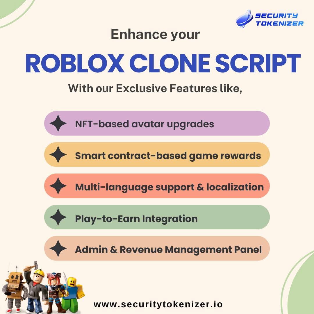 stocryptot87659's tweet image. 🎮 Level Up with the Ultimate Roblox Clone Script!
Build your own Web3 gaming universe packed with cutting-edge features:

🕹️ Create. Play. Monetize. Dominate the future of gaming with Security Tokenizer’s #RobloxCloneScript

🌐Explore Now: securitytokenizer.io/roblox-clone-s…