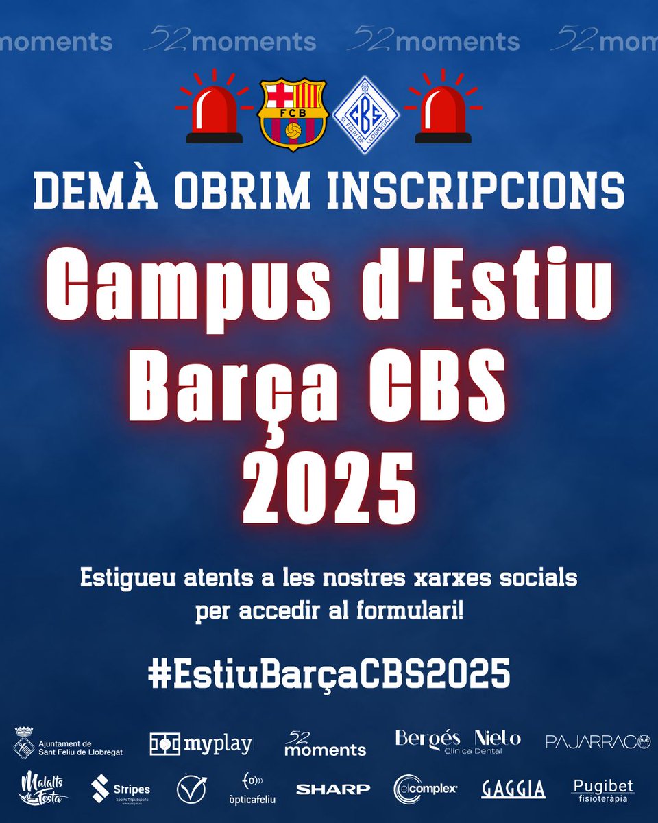 🌞🏀 ATENCIÓ! Demà publiquem el Campus d’Estiu Barça CBS!
Inscripcions obertes i tota la info al post de demà 📲
No et perdis un estiu ple de bàsquet, diversió i formació!
#CBSantfeliuenc #CampusEstiuCBS #BàsquetFormació