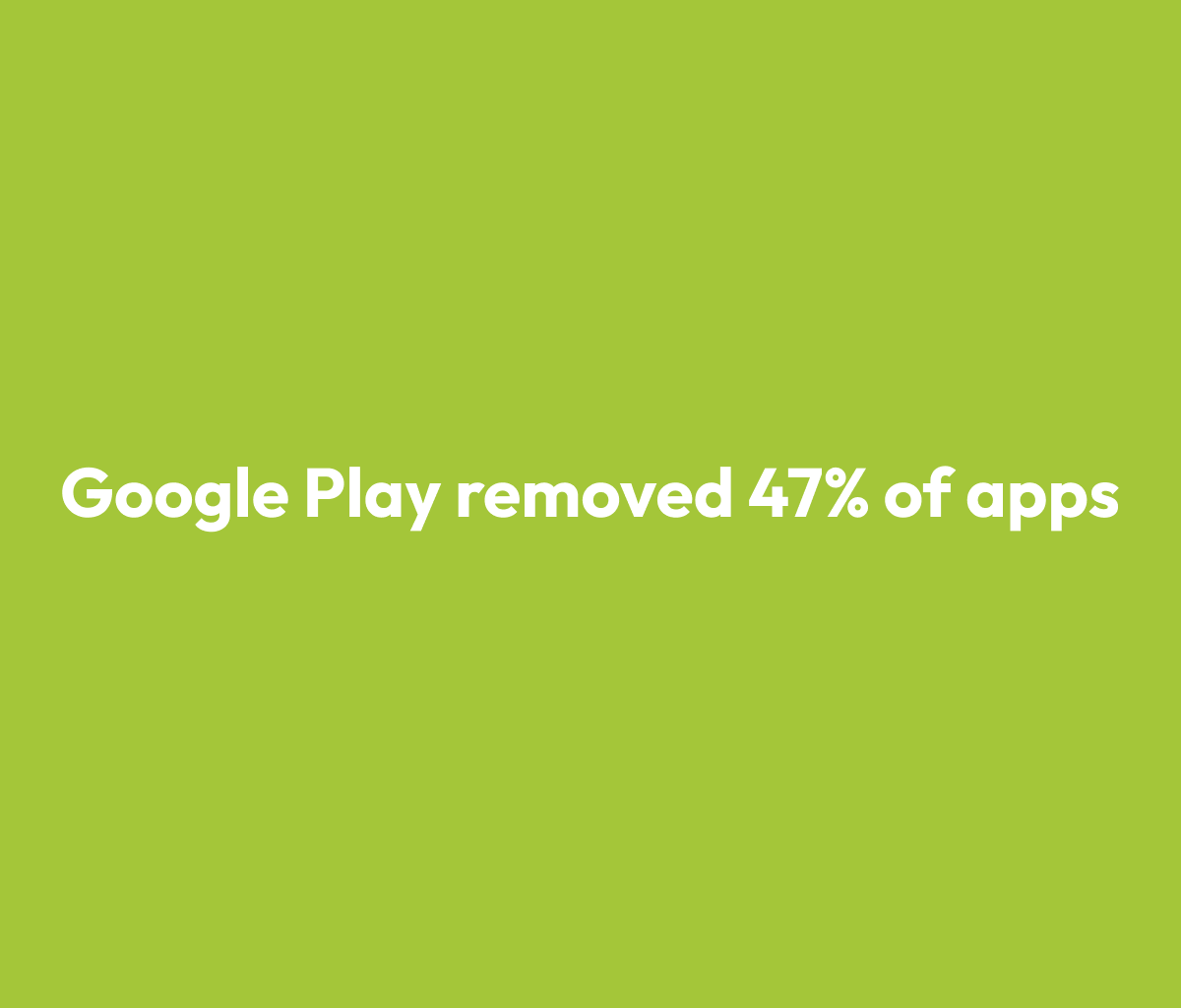 Zookey90's tweet photo. Google Play removed 47% of apps from its store, which might be a good thing.

The number of apps dropped from 2.6m to 1.3m. It is quality over quantity.

It was obvious that there were many junk apps on Google Play. It was very hard to find a good app to download. https://t.co/D55u03gItW