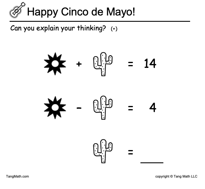 Is this an "algebra problem" or a grade 1-2 problem? Will many people see simultaneous equations? That works, but maybe not for a first grader. Hope our youngest kids can use reasoning – not guess and check – to solve it!
