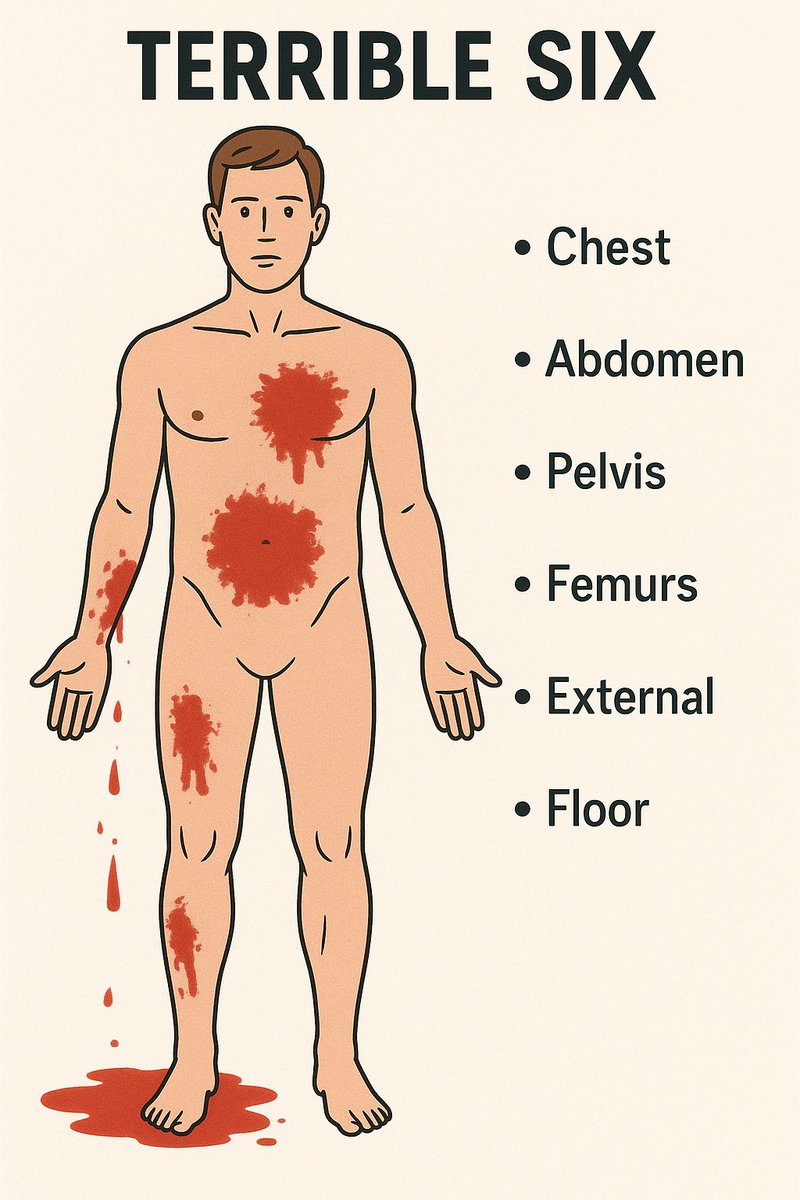 (2/5) Shock in a trauma patient is bleeding until proven otherwise.

This is an adage as old as time, but still gets missed. 

In acute bleeding, hgb is NOT a reliable indicator. If you have a 2 L bottle of coca cola and bleed 1.5L out, the concentration of the remaining 0.5L is