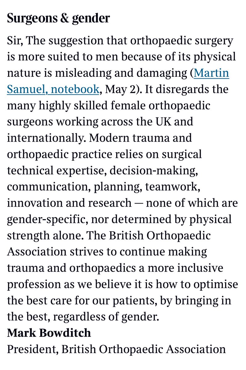 Mark Bowditch (@markbowditch65) on Twitter photo Thank you to the Editor of The Times for publishing our <a href="/BritOrthopaedic/">BOA</a> letter of reply. <a href="/RCSEd/">The Royal College of Surgeons of Edinburgh</a> <a href="/RCSnews/">The Royal College of Surgeons of England</a> <a href="/BritishHip/">British Hip Society</a> <a href="/BASK_knee/">BASK</a> <a href="/womeninsurgery/">Women in Surgery</a> Thank you to the Editor of The Times for publishing our <a href="/BritOrthopaedic/">BOA</a> letter of reply. <a href="/RCSEd/">The Royal College of Surgeons of Edinburgh</a> <a href="/RCSnews/">The Royal College of Surgeons of England</a> <a href="/BritishHip/">British Hip Society</a> <a href="/BASK_knee/">BASK</a> <a href="/womeninsurgery/">Women in Surgery</a>
