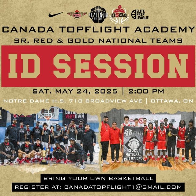 Canada Topflight Academy (@canadatopflight) on Twitter photo Second SR Red/National Gold ID Session Saturday, May 24 <a href="/NotreDameOCSB/">Notre Dame High School</a> 2:00-4:00pm! <a href="/DrewEbanks/">OnPointBasketball</a> <a href="/PlatinumCircuit/">The Platinum Circuit</a> <a href="/OntarioSBA/">OSBA</a> <a href="/ElitePrepLeague/">ElitePrepLeague</a> <a href="/ottawahoops/">ottawahoops</a> <a href="/Tisinthehouse/">Tony House</a> <a href="/HeraMission/">Peggy Taillon</a> <a href="/ViktaPaulo/">Vikta Paulo</a> Second SR Red/National Gold ID Session Saturday, May 24 <a href="/NotreDameOCSB/">Notre Dame High School</a> 2:00-4:00pm! <a href="/DrewEbanks/">OnPointBasketball</a> <a href="/PlatinumCircuit/">The Platinum Circuit</a> <a href="/OntarioSBA/">OSBA</a> <a href="/ElitePrepLeague/">ElitePrepLeague</a> <a href="/ottawahoops/">ottawahoops</a> <a href="/Tisinthehouse/">Tony House</a> <a href="/HeraMission/">Peggy Taillon</a> <a href="/ViktaPaulo/">Vikta Paulo</a>