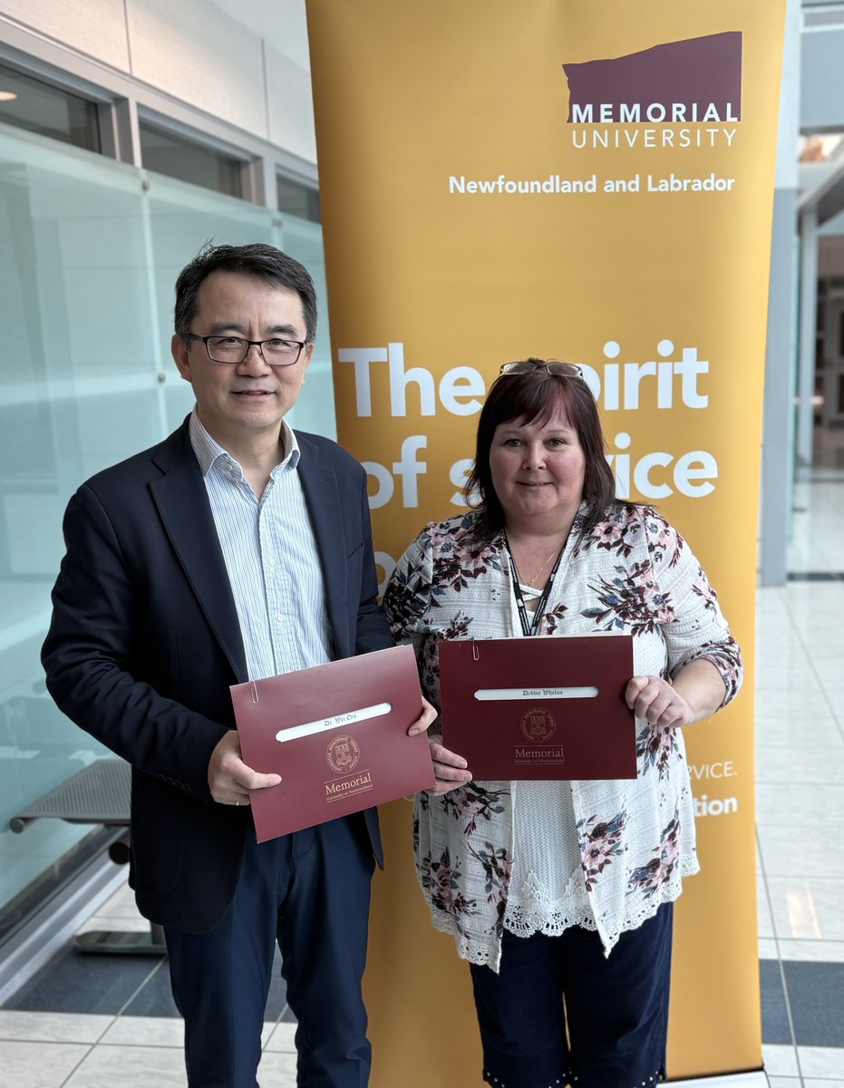 🎉 Celebrating 20 Years at Memorial! 🎉

Honouring Debbie Whalen (Engineering Dean’s Office) &amp; Dr. Wei Qiu (Ocean &amp; Naval Arch. Eng.) for their incredible service and leadership. Thank you for your dedication! 💙 #MemorialUniversity #20YearsOfService #Recognition #ThankYou