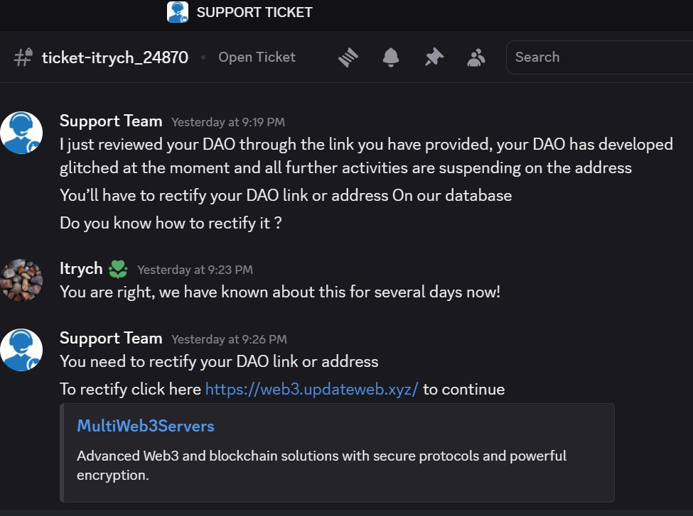 trapeznikovip's tweet photo. @xdaoapp 4 days our DAO is not accessible by the community. Instead, on your discord server, attackers are trying to lure out a private key. I wrote a ticket-0053 to the support, but they do not respond through any channels. I kindly ask you to answer me. Thanks in advance! https://t.co/olcvAa85x8