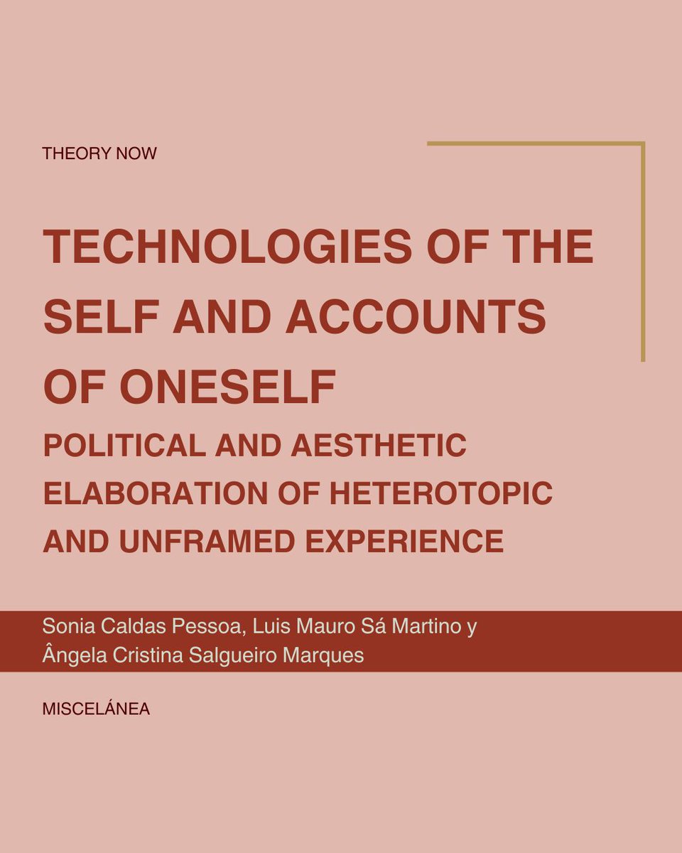 In dialogue with Foucault and Butler, the authors of this article reflect on how "heterotopic experiences, as well as unframing experiences can be disruptive and transformative".

Read the full article here: revistaseug.ugr.es/index.php/TNJ/…