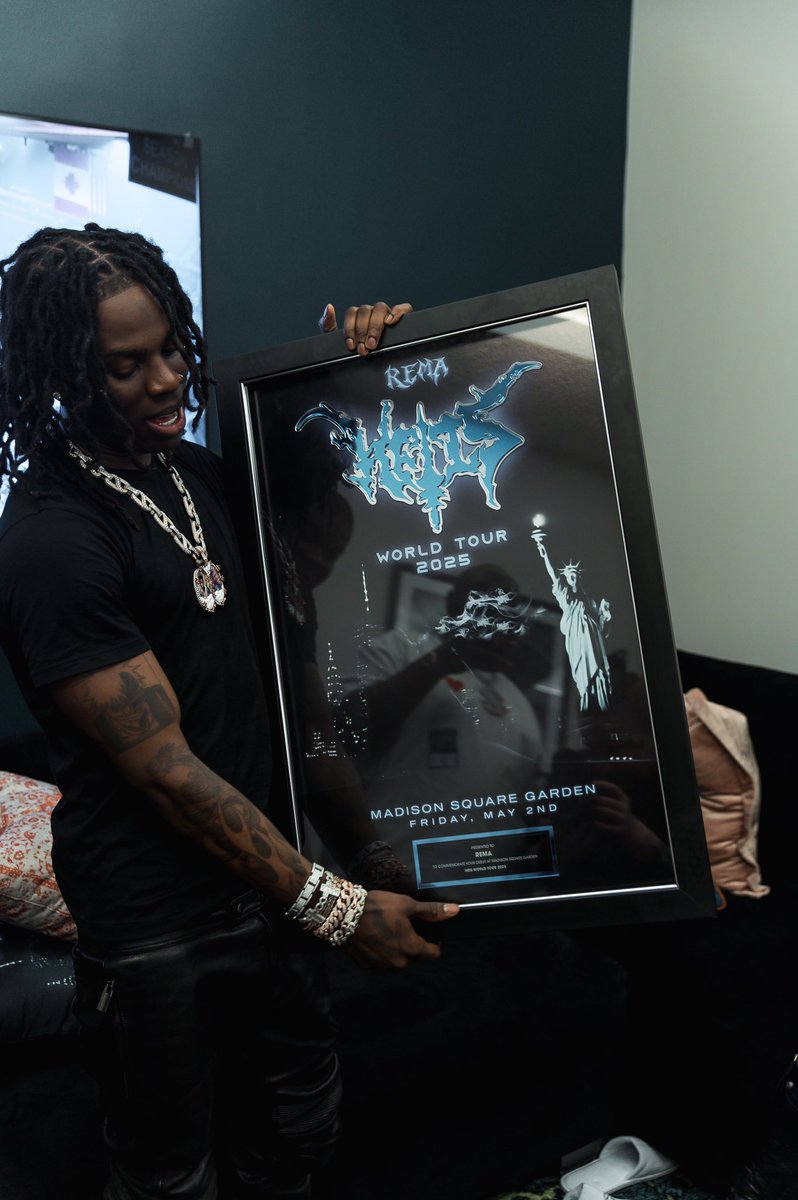 remaontourr's tweet photo. Rema made history on May 2, 2025—Youngest African Artist to sell out Madison Square Garden 🦇🔥
#RemaLiveAtMSG #HEISatMSG https://t.co/sWD7scZWPf