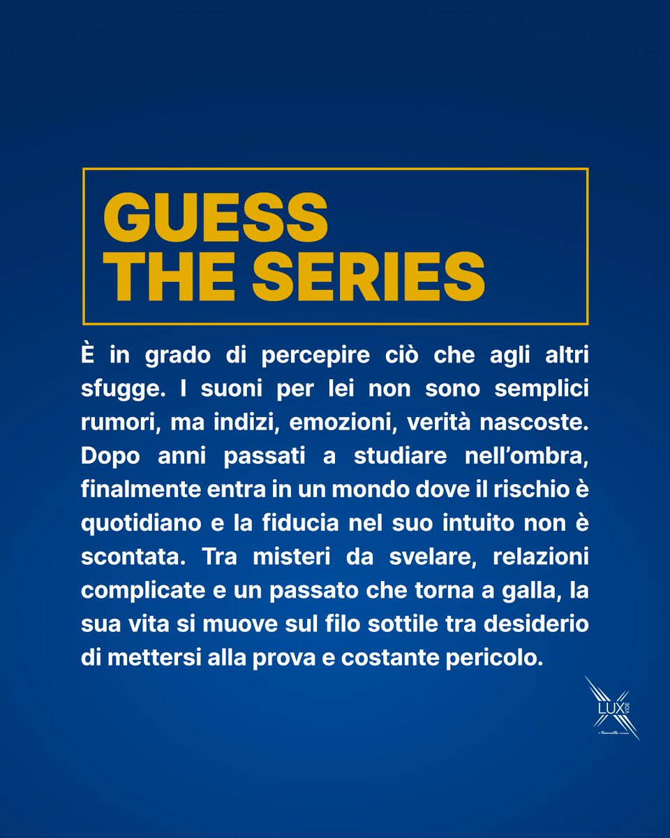 Come direbbe una canzone, lei è “forte, tosta, indipendente”.. e anche colorata, eccentrica, sensibile.. di chi stiamo parlando? 👇 

#GuessTheSeries #LuxVide #ComingSoon #SerieTv