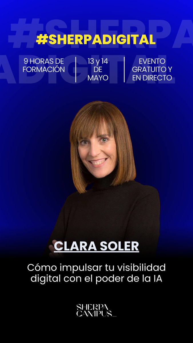 Evento gratuito, y online, sobre marketing e inteligencia artificial. 
Martes 13 y miércoles 14. Puedes apuntarte aquí: sherpacampus.com/sherpadigital/