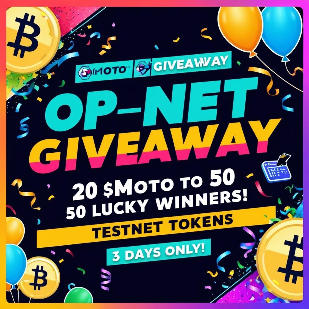 SalamCryptobro's tweet photo. OP_NET Giveaway - 1000 $MOTO #Testnet Tokens
Weโre giving away 20 $MOTO to 50 lucky winners!
How to enter:
1. Follow @opnetbtc to @motoswap
2. Like & RT this post
3. Drop your wallet address in the comments
3Days Only! Winners randomly.
#OPNETTESTNET #Bitcoin #MOTOGiveaway https://t.co/1AWYNOMf62