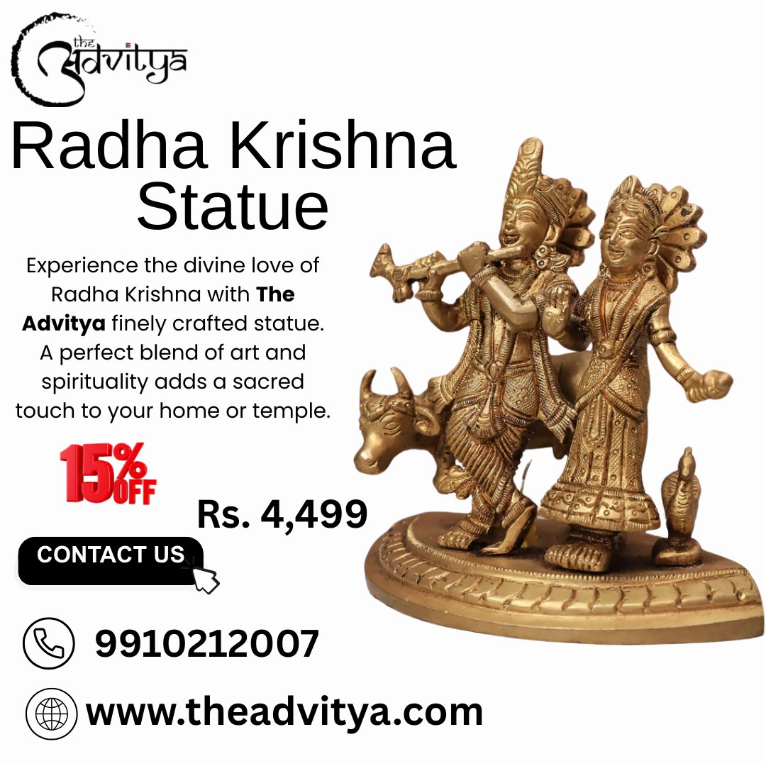 theadvityabrass's tweet image. Experience the divine love of Radha Krishna with The Advitya’s finely crafted statue. A perfect blend of art and spirituality adds a sacred touch to your home or temple.  For more information visit: theadvitya.com

#radhakrishnastatue #radhakrishnaidolbrass