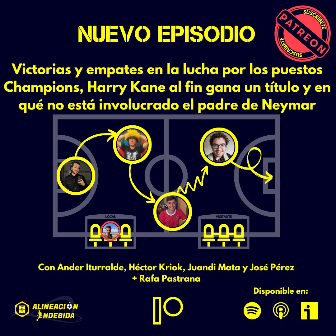 Ander Iturralde (@andershoffman) on Twitter photo 💥NUEVO EP. DE ALINEACIÓN INDEBIDA💥
La crucial victoria del Chelsea, el rácano Man City en una jornada rácana, el infame Leicester-Southampton y un despropósito de 45 minutos finales de episodio. Y más!
Con <a href="/Kriok/">Kriok カリオカ</a> <a href="/MataJd/">Juandi Mata</a> <a href="/jcperez_/">José C. Pérez</a> y yo + <a href="/RafaPastrana7/">Rafa Pastrana</a> open.spotify.com/episode/1ZpnOh… 💥NUEVO EP. DE ALINEACIÓN INDEBIDA💥
La crucial victoria del Chelsea, el rácano Man City en una jornada rácana, el infame Leicester-Southampton y un despropósito de 45 minutos finales de episodio. Y más!
Con <a href="/Kriok/">Kriok カリオカ</a> <a href="/MataJd/">Juandi Mata</a> <a href="/jcperez_/">José C. Pérez</a> y yo + <a href="/RafaPastrana7/">Rafa Pastrana</a> open.spotify.com/episode/1ZpnOh…