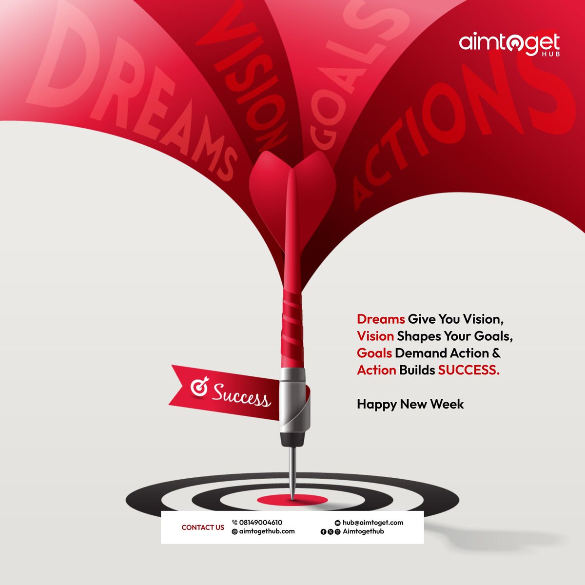 Happy New Week! Success is a journey, not a sprint. Stay consistent, stay focused, take a step forward, no matter how small, it is part of the road to success.

#aimtogethub #newweek #coworkingspaceinibadan 
#coworkingspaceinosogbo #coworkingspace