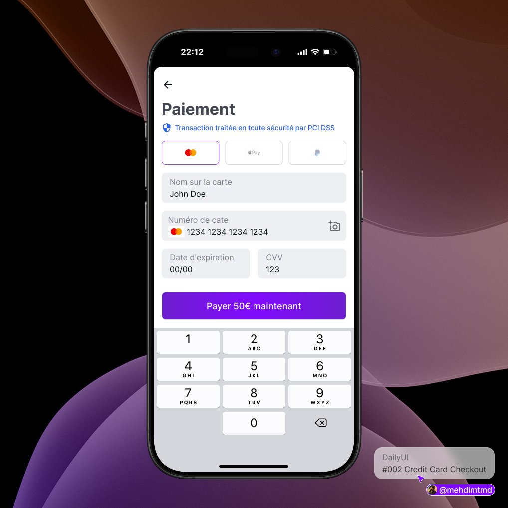 mehdimtmd's tweet photo. 💳 Page de Paiement designée aujourd'hui.  

Jour 002 du challenge : Credit Card Checkout

#DailyUI #Design #Figma #UI #DesignInterface #UserInterface https://t.co/UQQdInpXpK