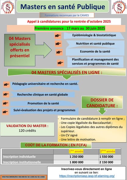 IASP_BF's tweet photo. Vous avez toujours la possibilité de faire partie de notre prochaine cohorte..!
En présentiel ou en ligne, commencez votre master en octobre 2025. https://t.co/F9aRoMZzGo