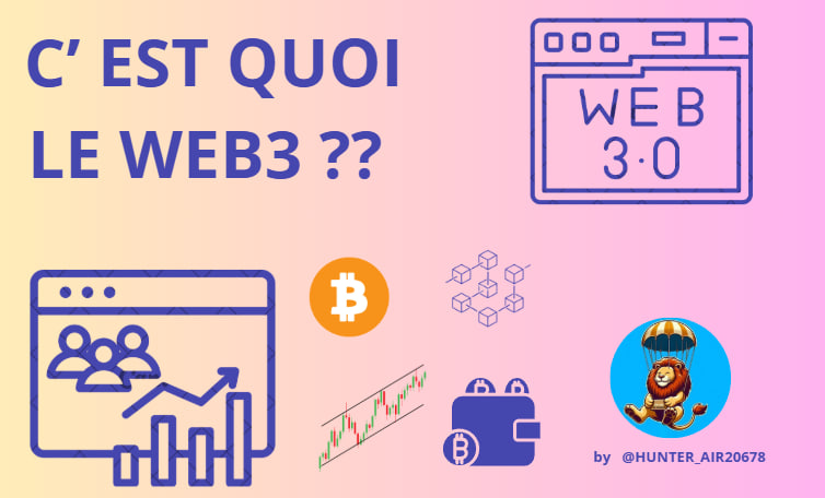 hunter_air20678's tweet photo. que ce soit sur twitter , sur whatssap ou un autre reseau social tu a surement deja attendu parler du web 3

tu t es deja sans doute poser cette question : 

 ----- c est quoi le web3 ? 

Le Web3 est l'une des grandes révolutions technologiques de notre époque.
le web3 c est un  Internet décentralisé ou les utilisateurs possèdent leurs données et peuvent interagir sans intermédiaires grâce à la blockchain. 

Tu contrôles tes données, ton identité, tes actifs.

3/10
