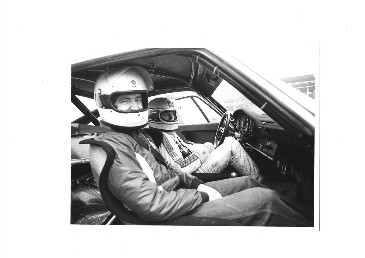 Fond memories this morning of Jochen Mass. About to be taken for a lap of Silverstone - in the wet - in the Martini Porsche 935-77 in 1977.  A lovely guy. RIP. Photo: David Winter